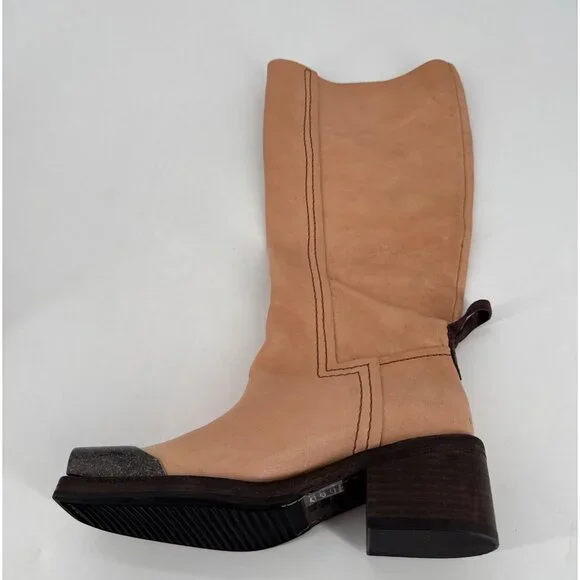 Free People We The Free Beau Tall Rider Boots Size 7 Metal Toe Leather New Read - Picture 8 of 16